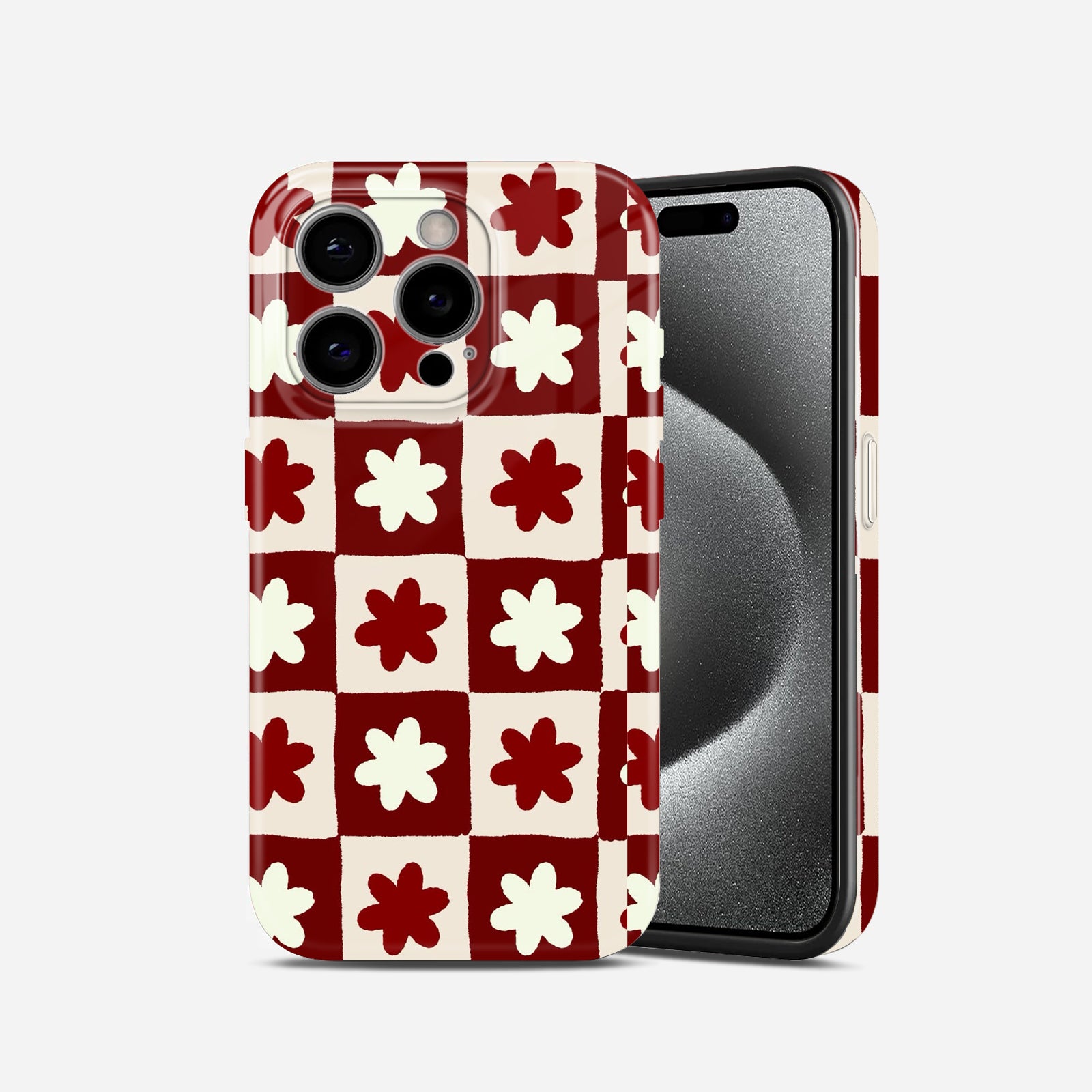 Red and White Checkered Floral Pattern, Hard Glossy Case - Stylish & Protective Cover