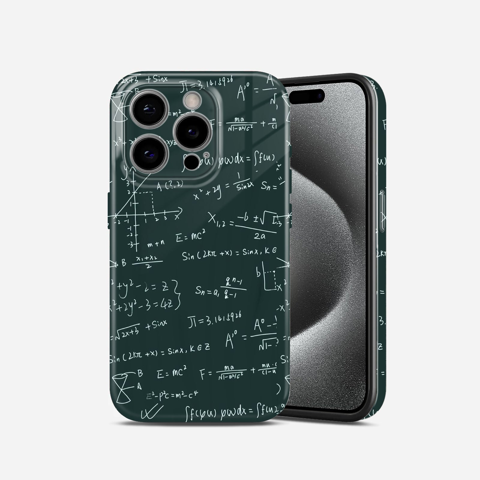 Green Chalkboard Math Equations Theme, Hard Glossy Case - Stylish & Protective Cover