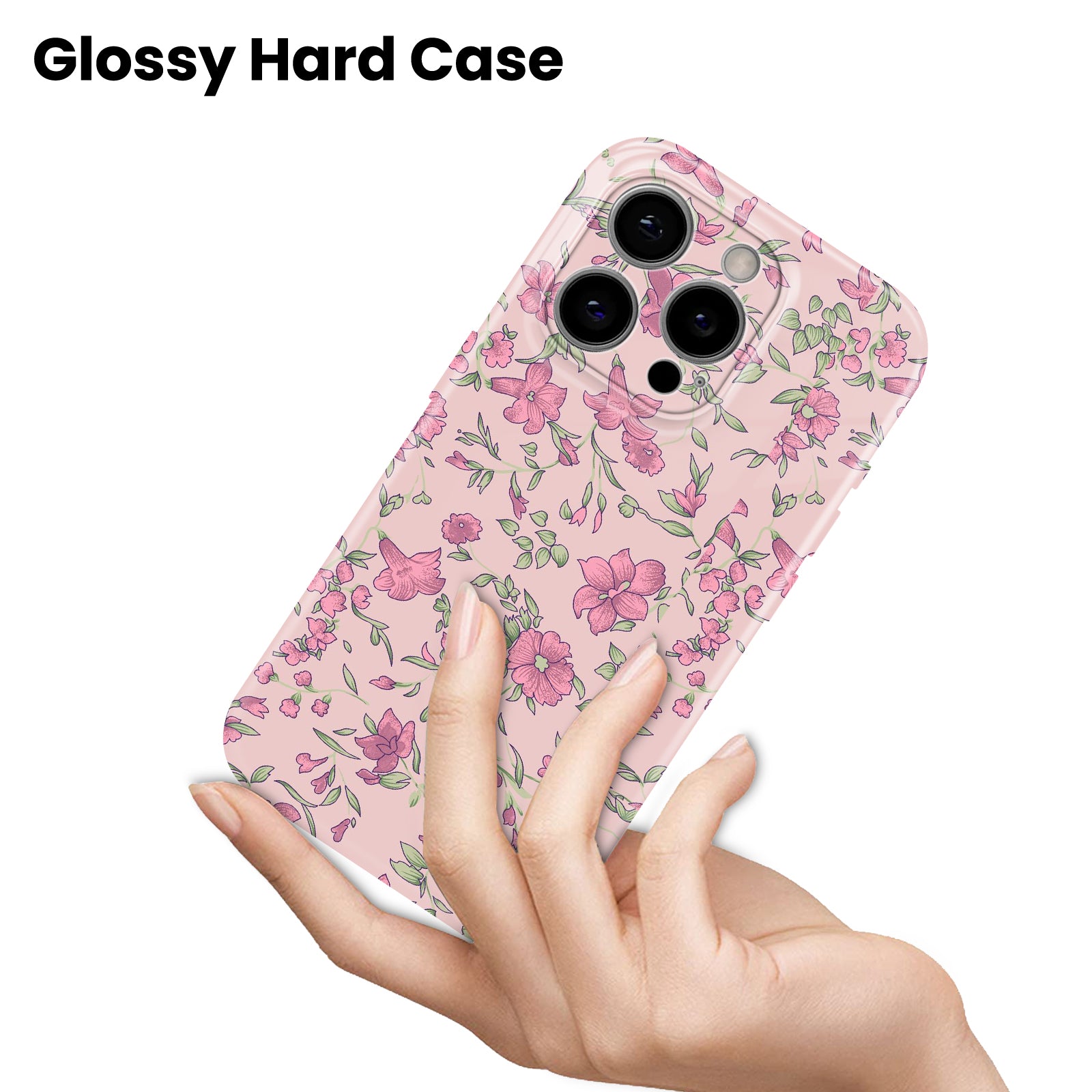Pink Floral Print, Hard Glossy Case - Stylish & Protective Cover