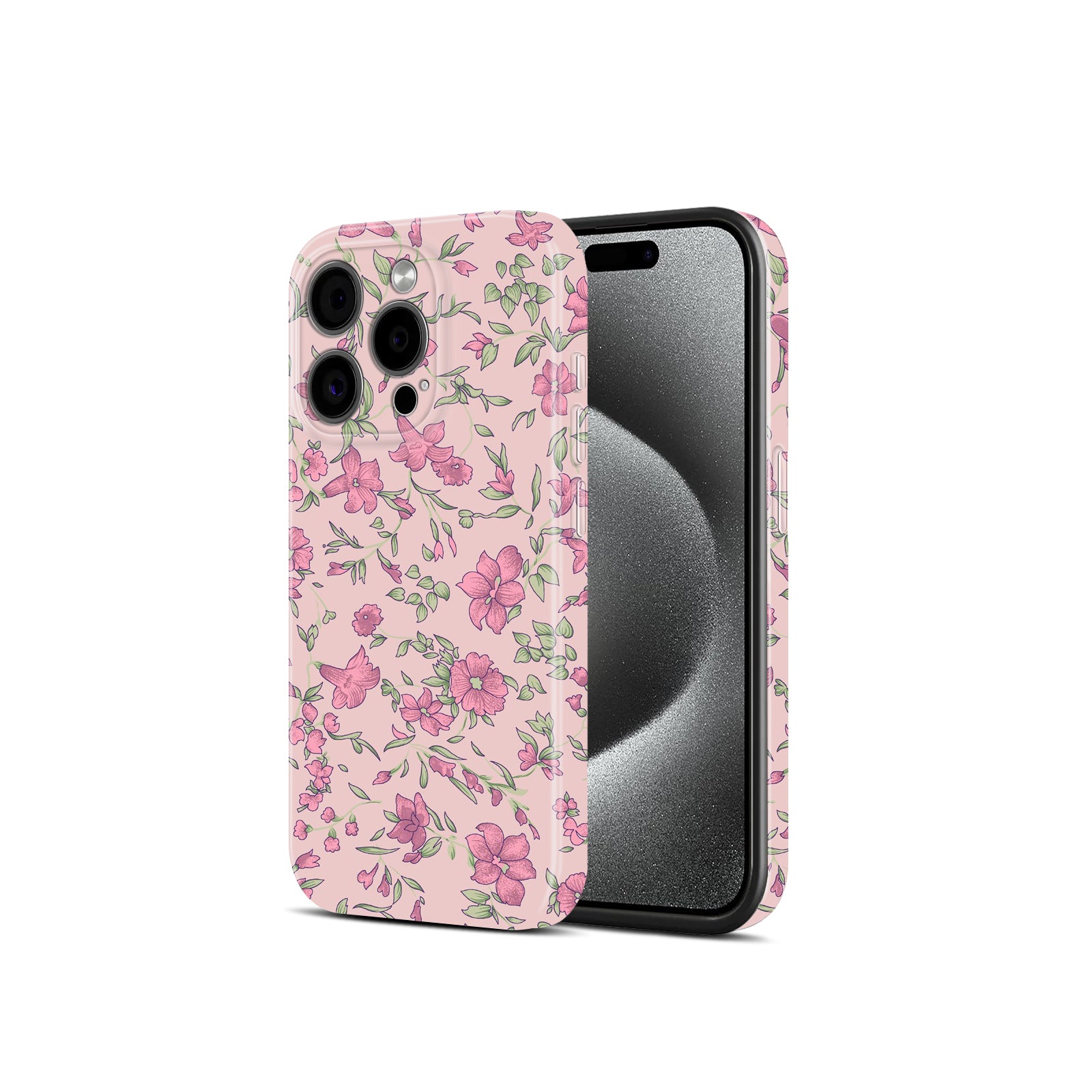 Pink Floral Print, Hard Glossy Case - Stylish & Protective Cover