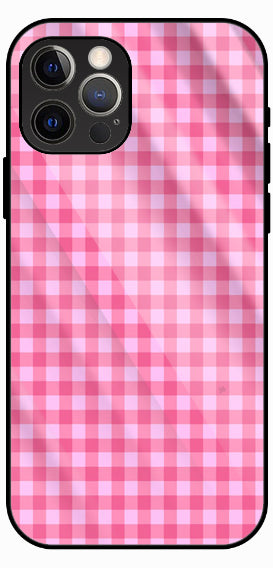Pink Gingham Pattern, Luxury Glass Back Phone Case