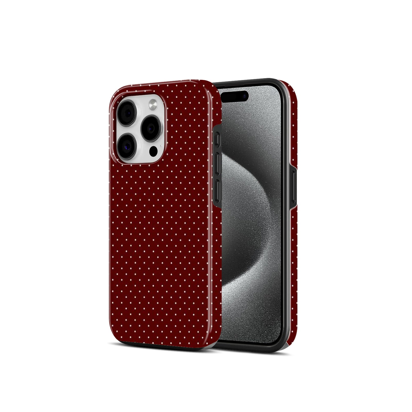 Dark Red Polka Dot, 2 in 1 Mobile Case, Dual Layer Protective Cover