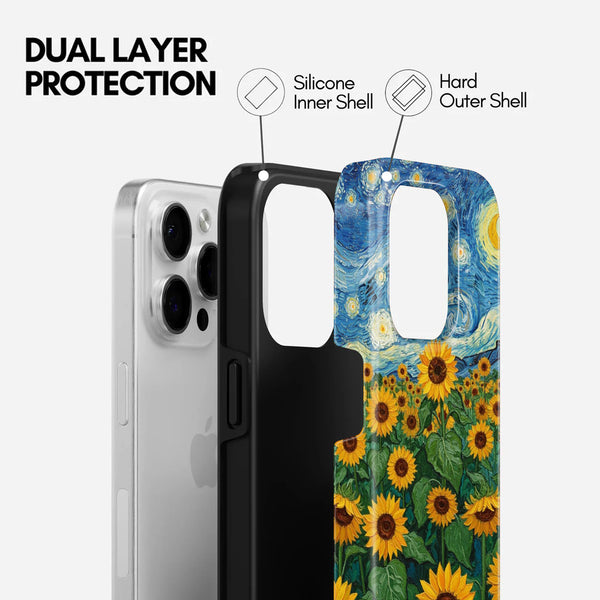 Starry Night Sunflower Art, 2 in 1 Mobile Case, Dual Layer Protective Cover
