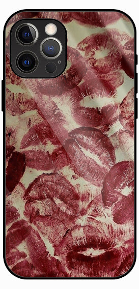 Lipstick Kiss Print Design, Luxury Glass Back Phone Case