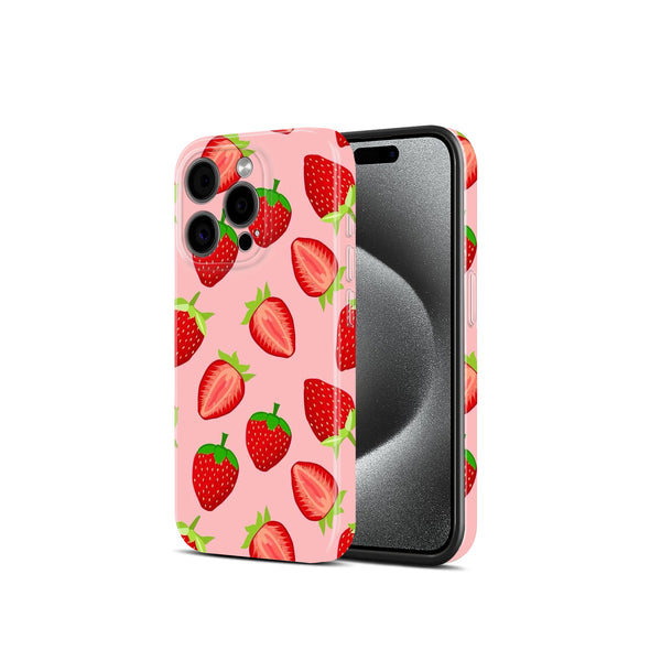 Strawberry, Pink Cute Fruit Pattern Print, Hard Glossy Case - Stylish & Protective Cover