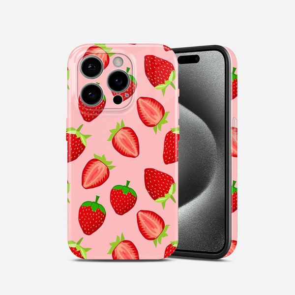 Strawberry, Pink Cute Fruit Pattern Print, Hard Glossy Case - Stylish & Protective Cover