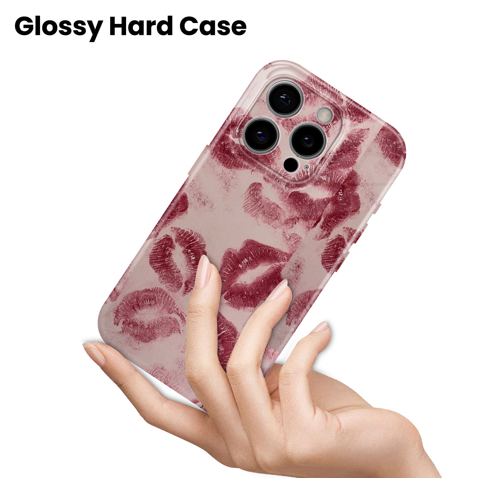 Pink Lips Kiss Print Design, Hard Glossy Case - Stylish & Protective Cover