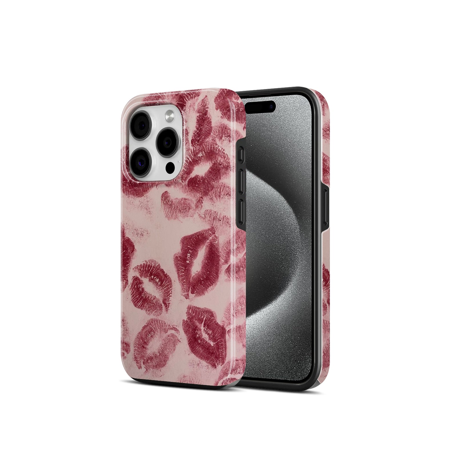 Lipstick Kiss Print, Pink and Red, 2 in 1 Mobile Case, Dual Layer Protective Cover