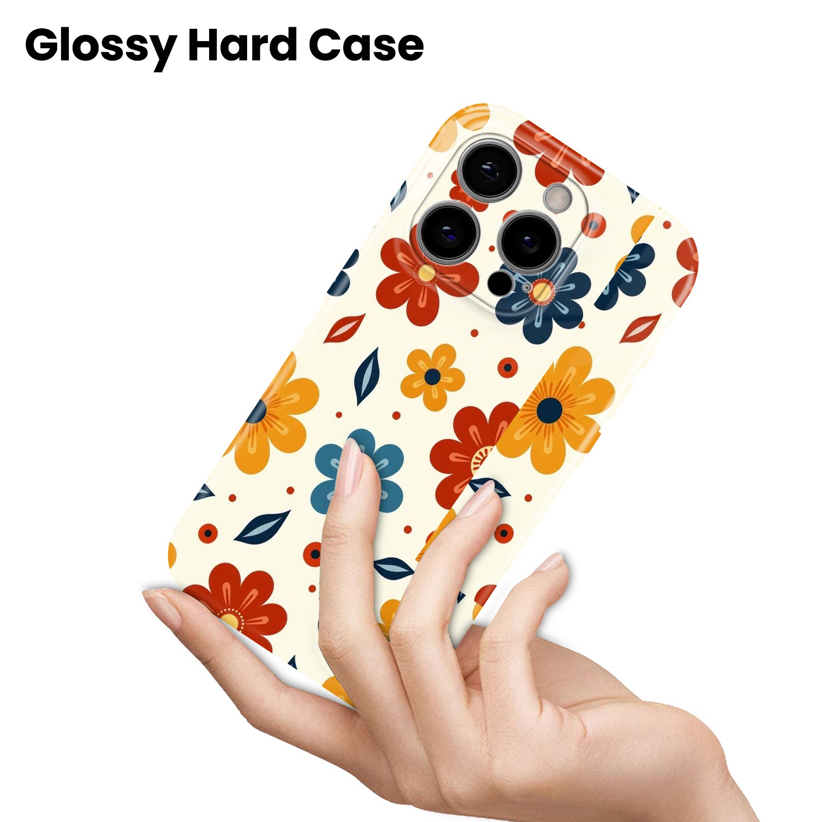 Retro Flower Pattern, Hard Glossy Case - Stylish & Protective Cover