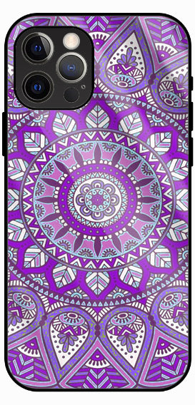 Purple Mandala Design, Luxury Glass Back Phone Case