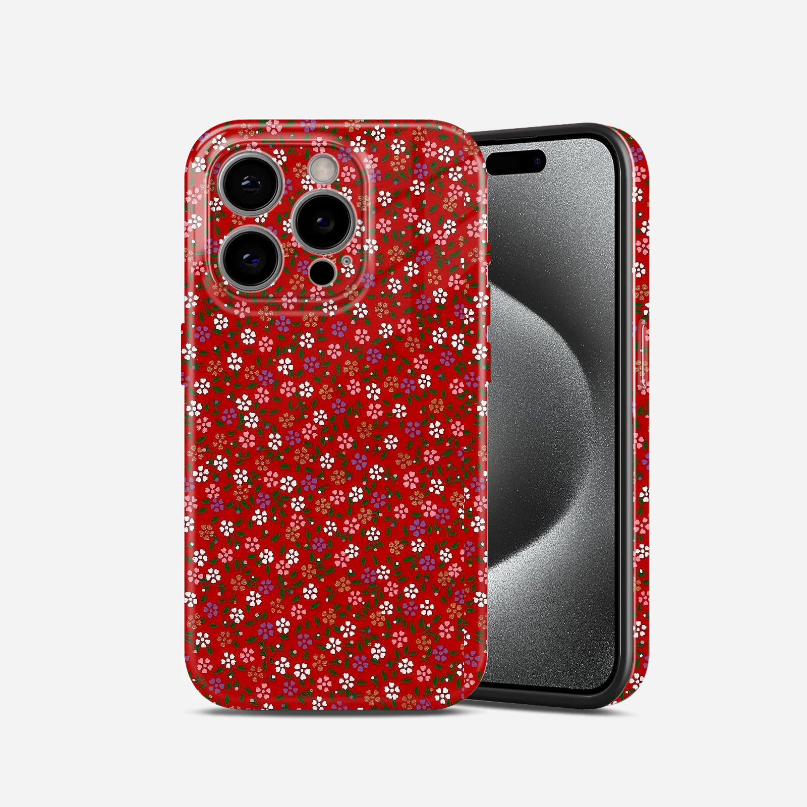 Red Ditsy Flower Pattern, Hard Glossy Case - Stylish & Protective Cover
