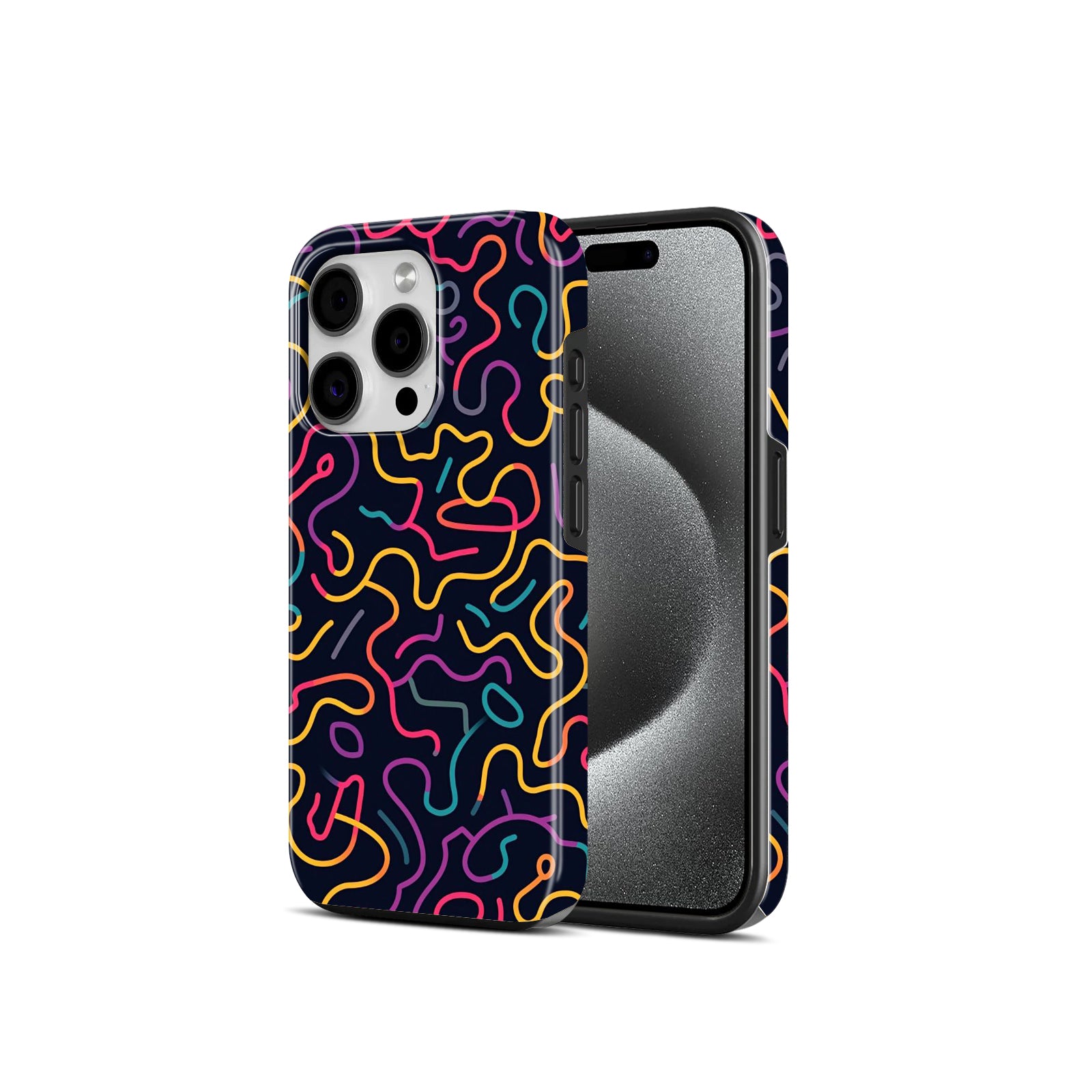 Neon Abstract Squiggle Design, 2 in 1 Mobile Case, Dual Layer Protective Cover