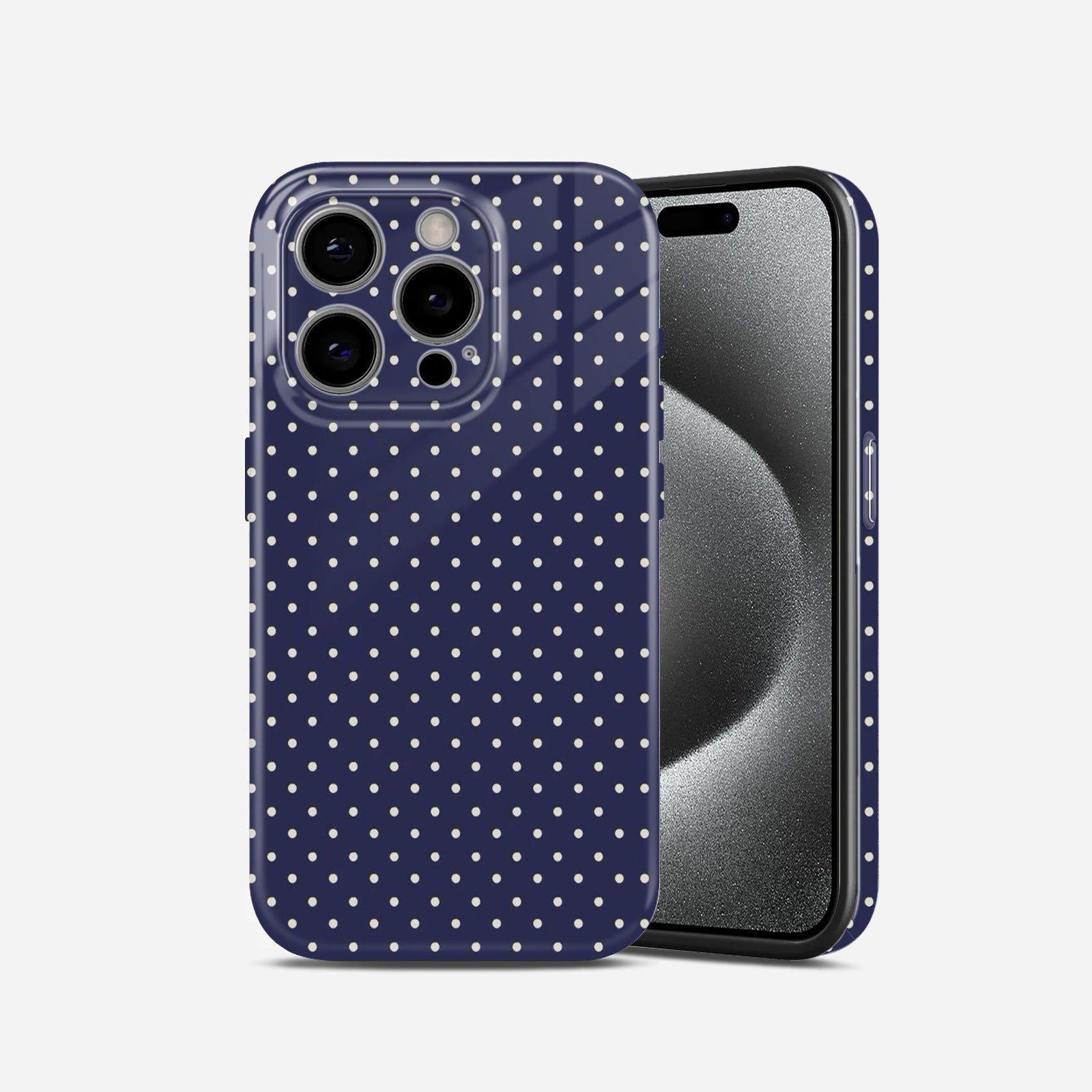 Navy Blue Polka Dot Pattern, Hard Glossy Case - Stylish & Protective Cover