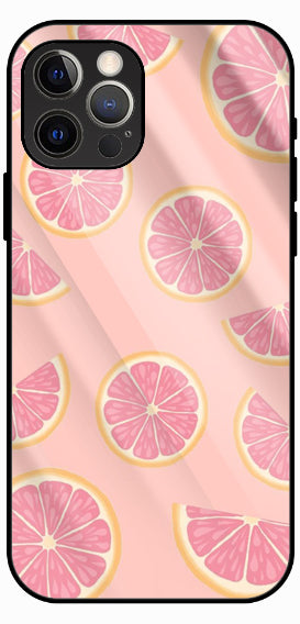 Pink Grapefruit Slice Print, Luxury Glass Back Phone Case