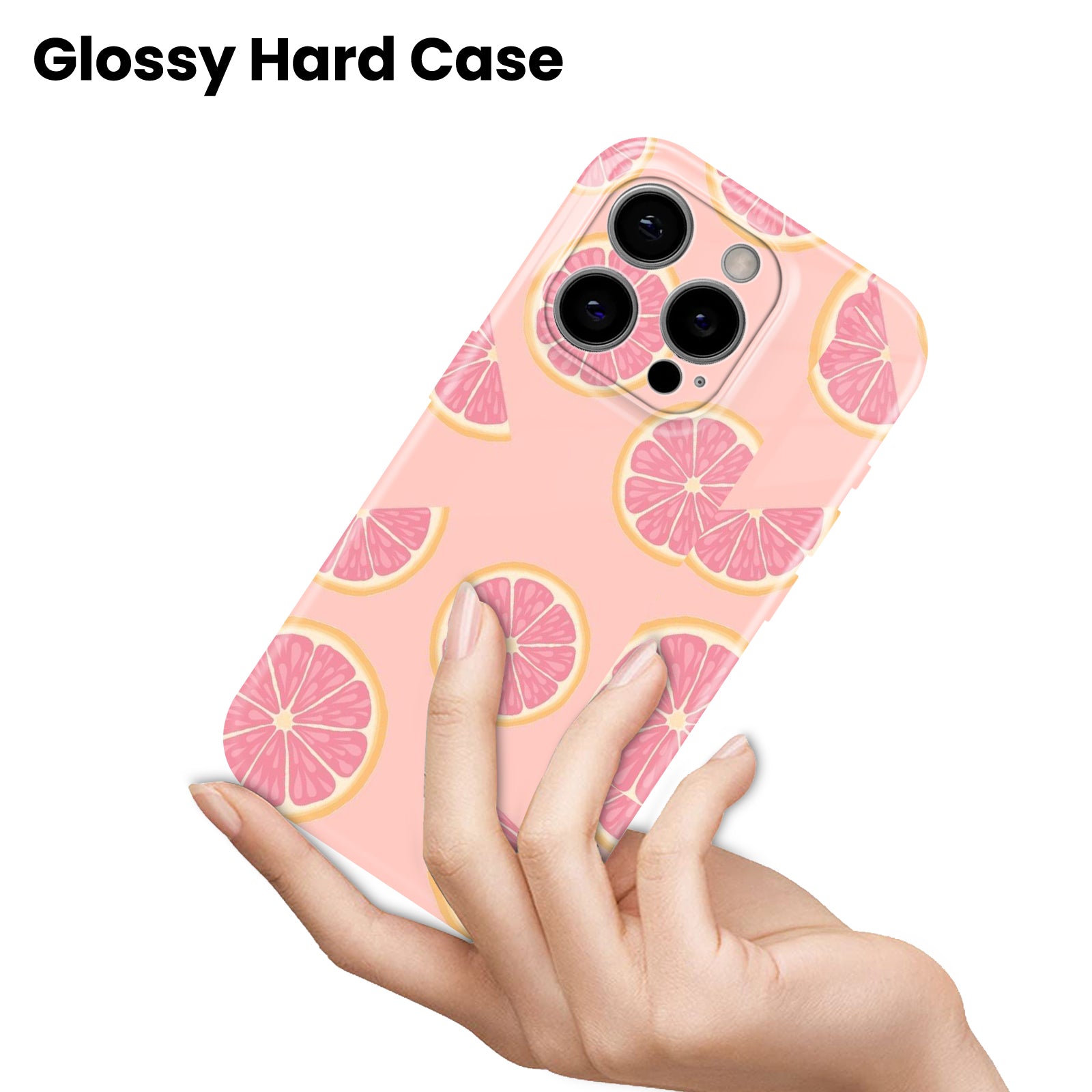 Pink Grapefruit Citrus Slice Pattern, Cute Fruit Design, Hard Glossy Case - Stylish & Protective Cover