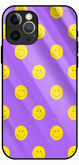 Purple Smiley Face Pattern, Luxury Glass Back Phone Case
