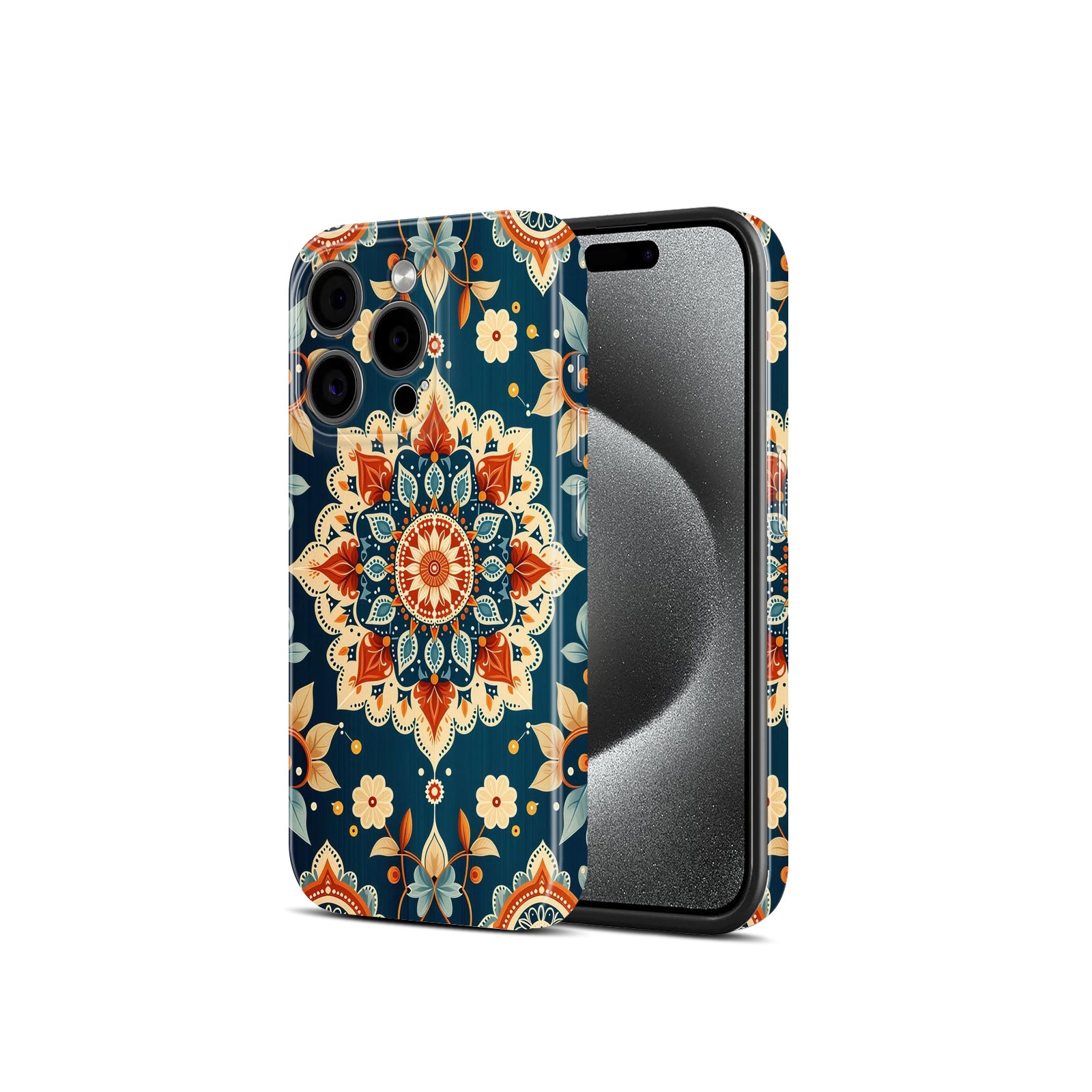Mandala Floral Print, Teal Blue, Hard Glossy Case - Stylish & Protective Cover