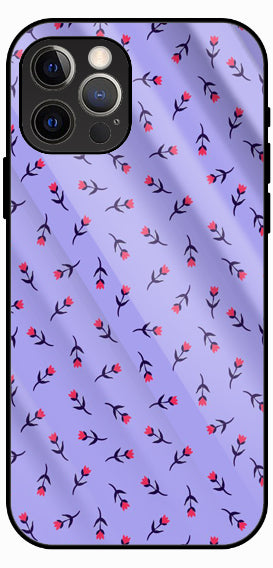 Purple Floral Pattern, Luxury Glass Back Phone Case