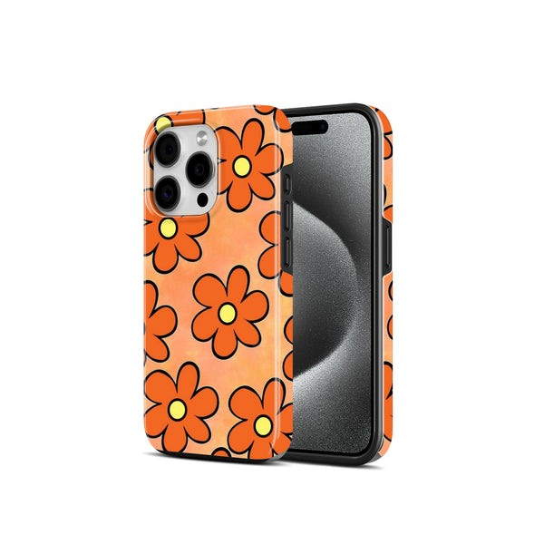The Joyful Studio Floral Pattern, Orange, 2 in 1 Mobile Case, Dual Layer Protective Cover