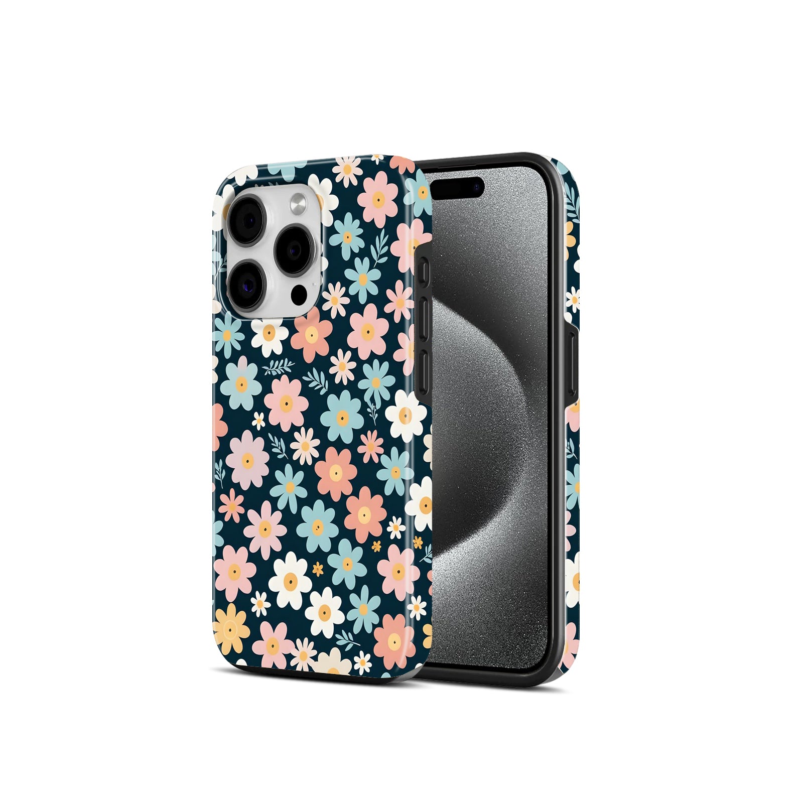 The Joyful Studio Floral Pattern, navy blue, 2 in 1 Mobile Case, Dual Layer Protective Cover