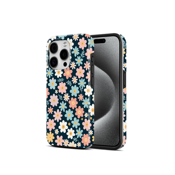 The Joyful Studio Floral Pattern, navy blue, 2 in 1 Mobile Case, Dual Layer Protective Cover