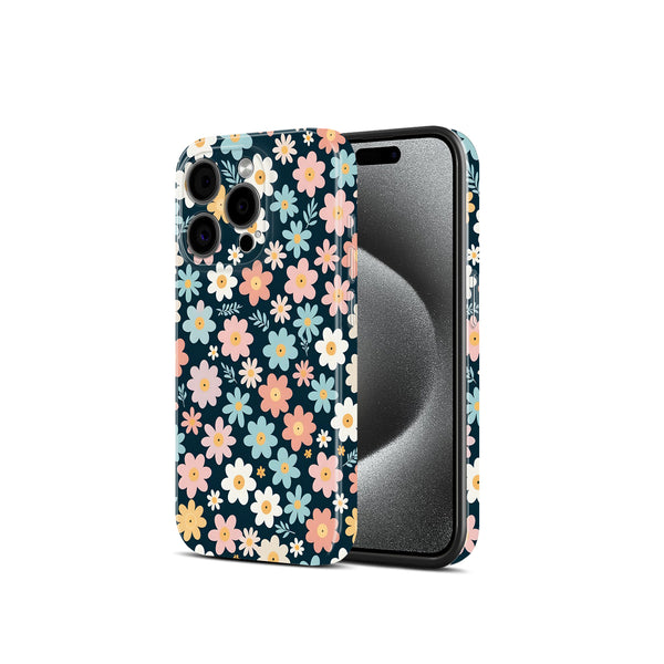 Daisy Pattern on Navy Blue Background, Hard Glossy Case - Stylish & Protective Cover