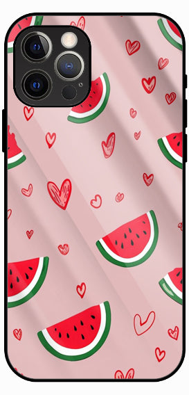 Watermelon and Hearts Pattern, Pink, Cute Printed Design, Luxury Glass Back Phone Case (Copy)