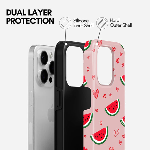 The Joyful Studio Watermelon and Hearts Pattern, 2 in 1 Mobile Case, Dual Layer Protective Cover