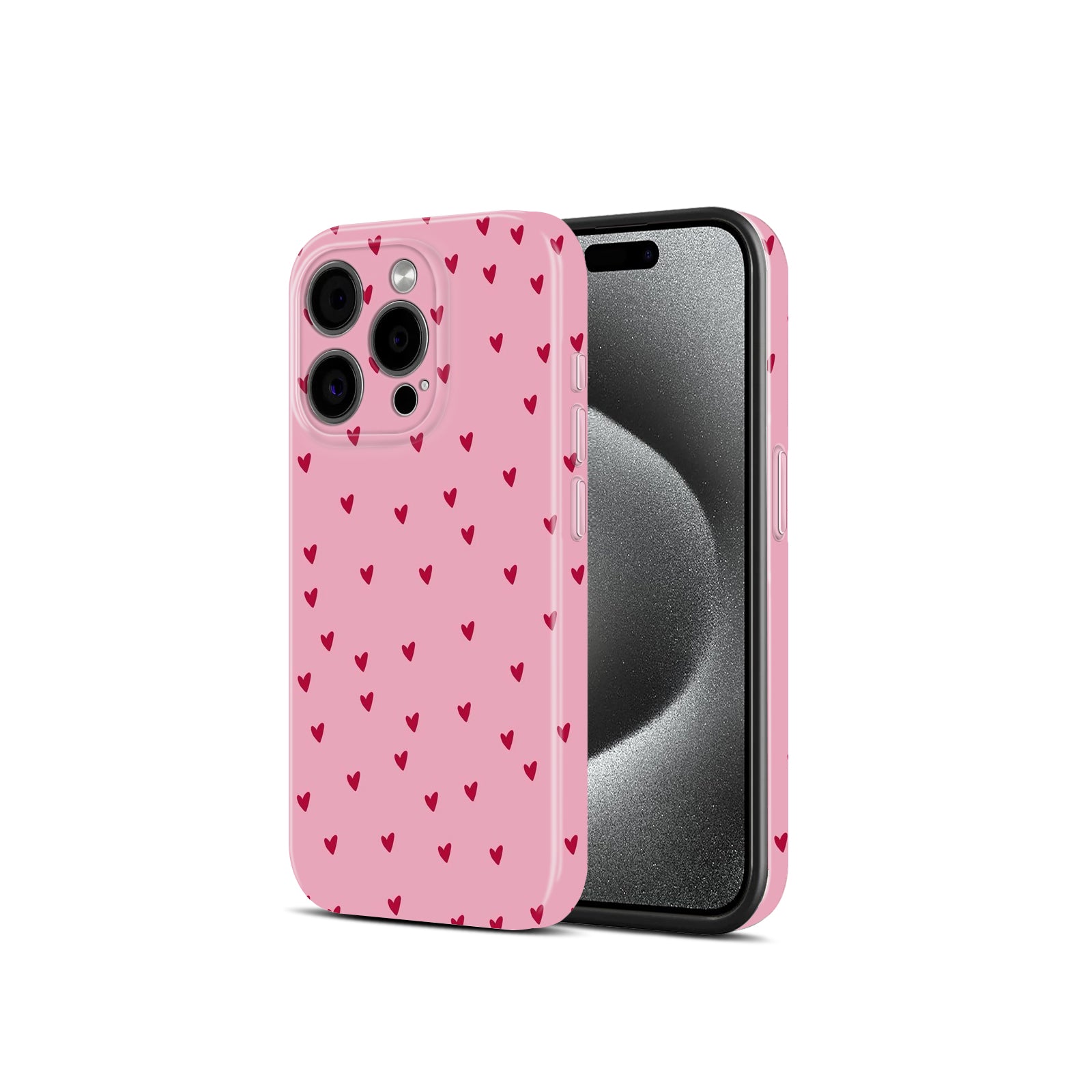 Red Mini Hearts Pattern, Hard Glossy Case - Stylish & Protective Cover