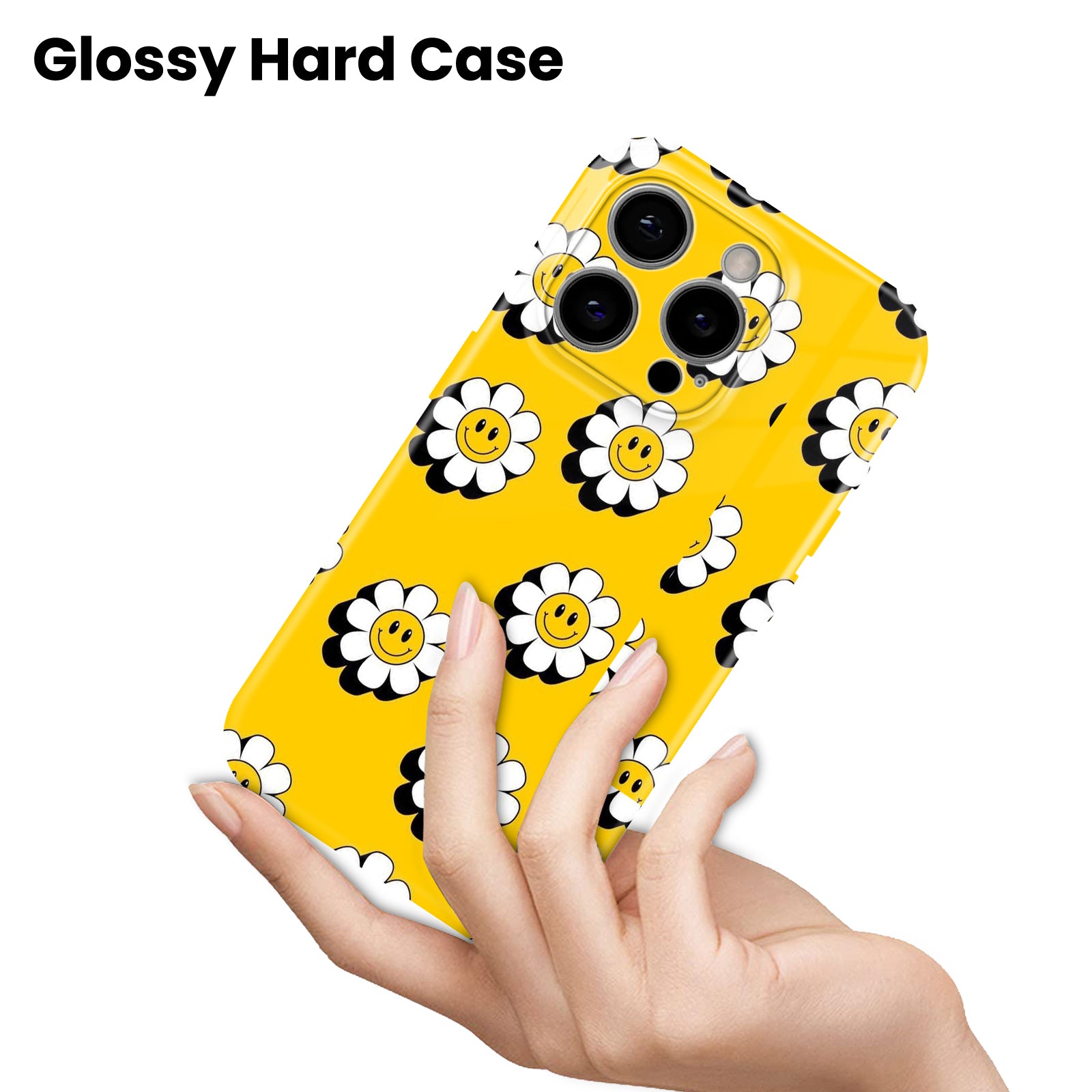 Yellow Smiley Daisy Floral Pattern, Hard Glossy Case - Stylish & Protective Cover