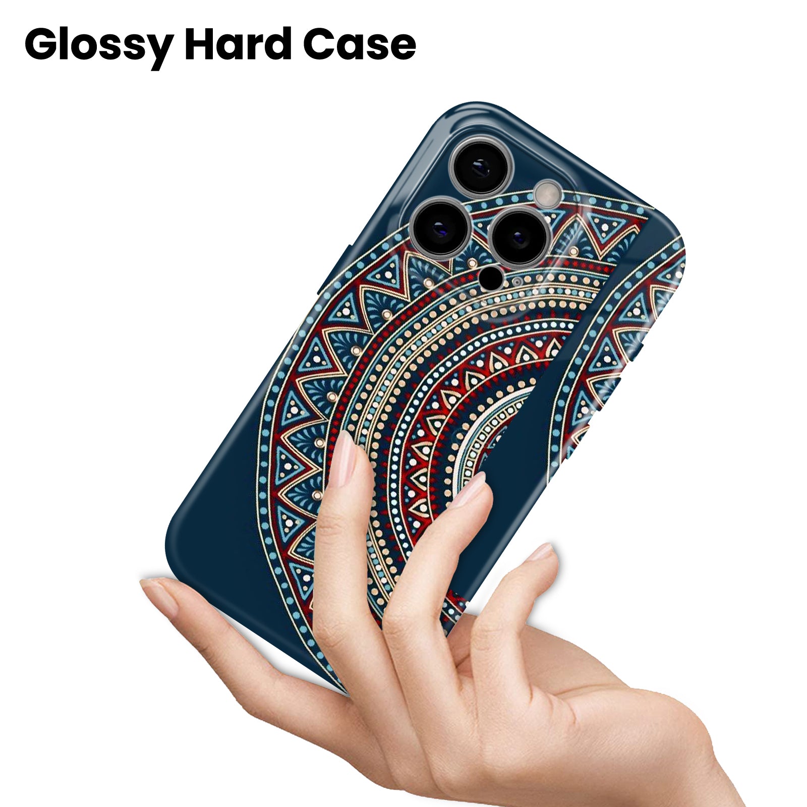 Mandala Design, Blue, Boho Ethnic Pattern, Hard Glossy Case - Stylish & Protective Cover