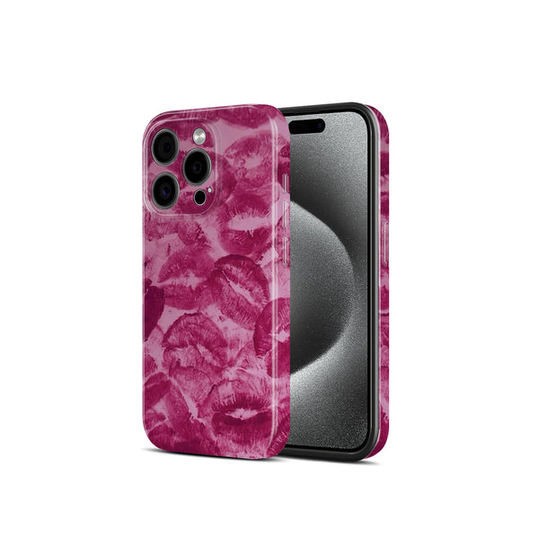 Pink Lips Kiss Print Pattern, Hard Glossy Case - Stylish & Protective Cover