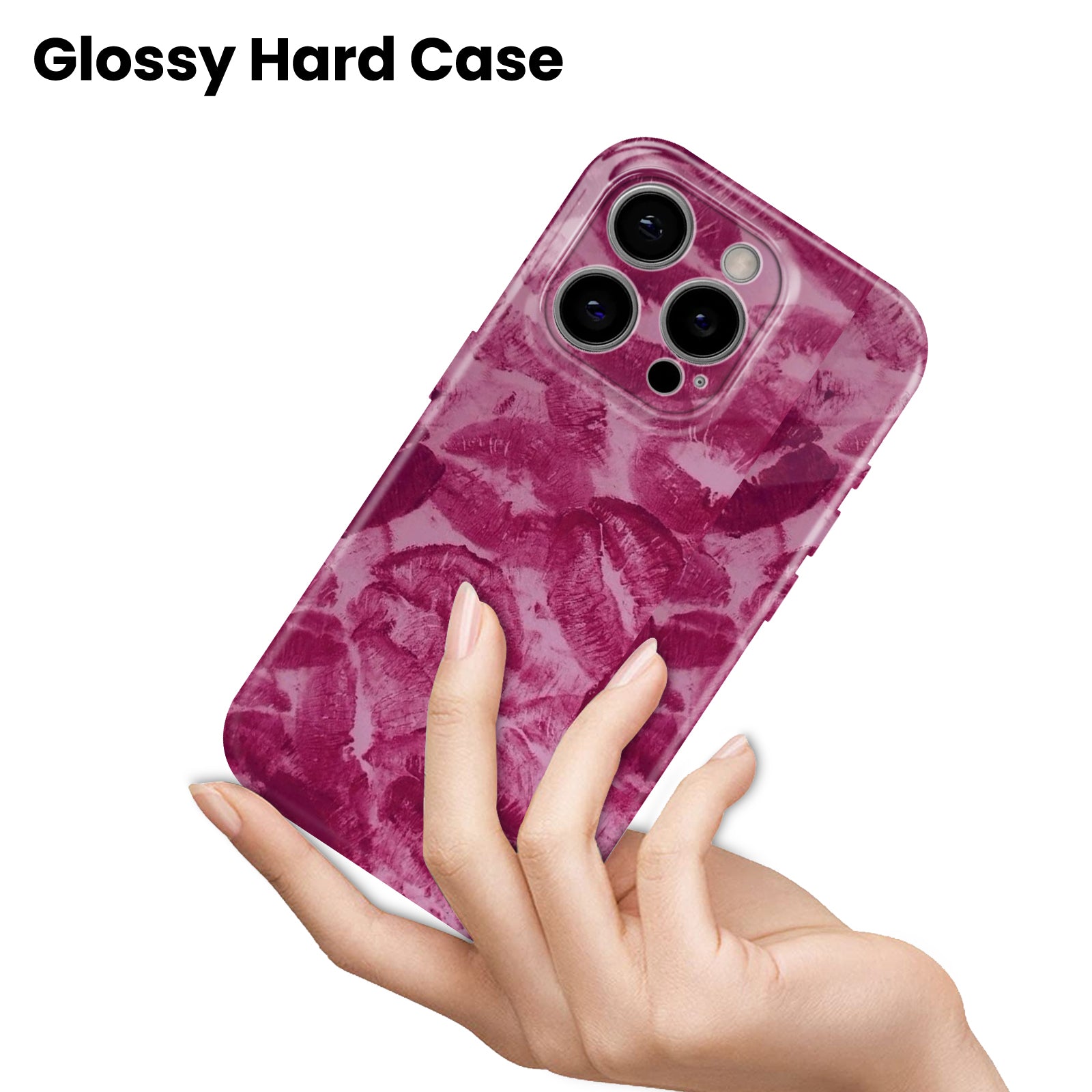 Pink Lips Kiss Print Pattern, Hard Glossy Case - Stylish & Protective Cover