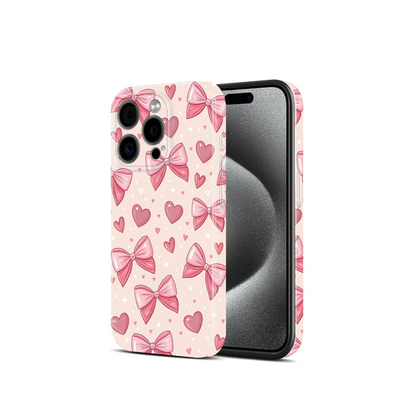Pink Bows and Hearts Pattern, Hard Glossy Case - Stylish & Protective Cover