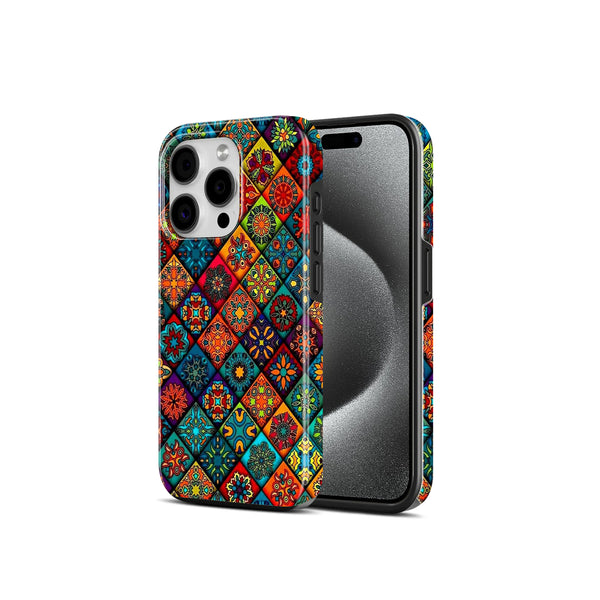 Colourful Mandala Tile Pattern, 2 in 1 Mobile Case, Dual Layer Protective Cover
