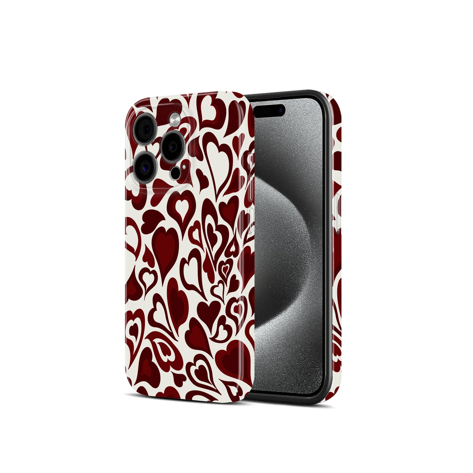 Red Heart Pattern, Hard Glossy Case - Stylish & Protective Cover