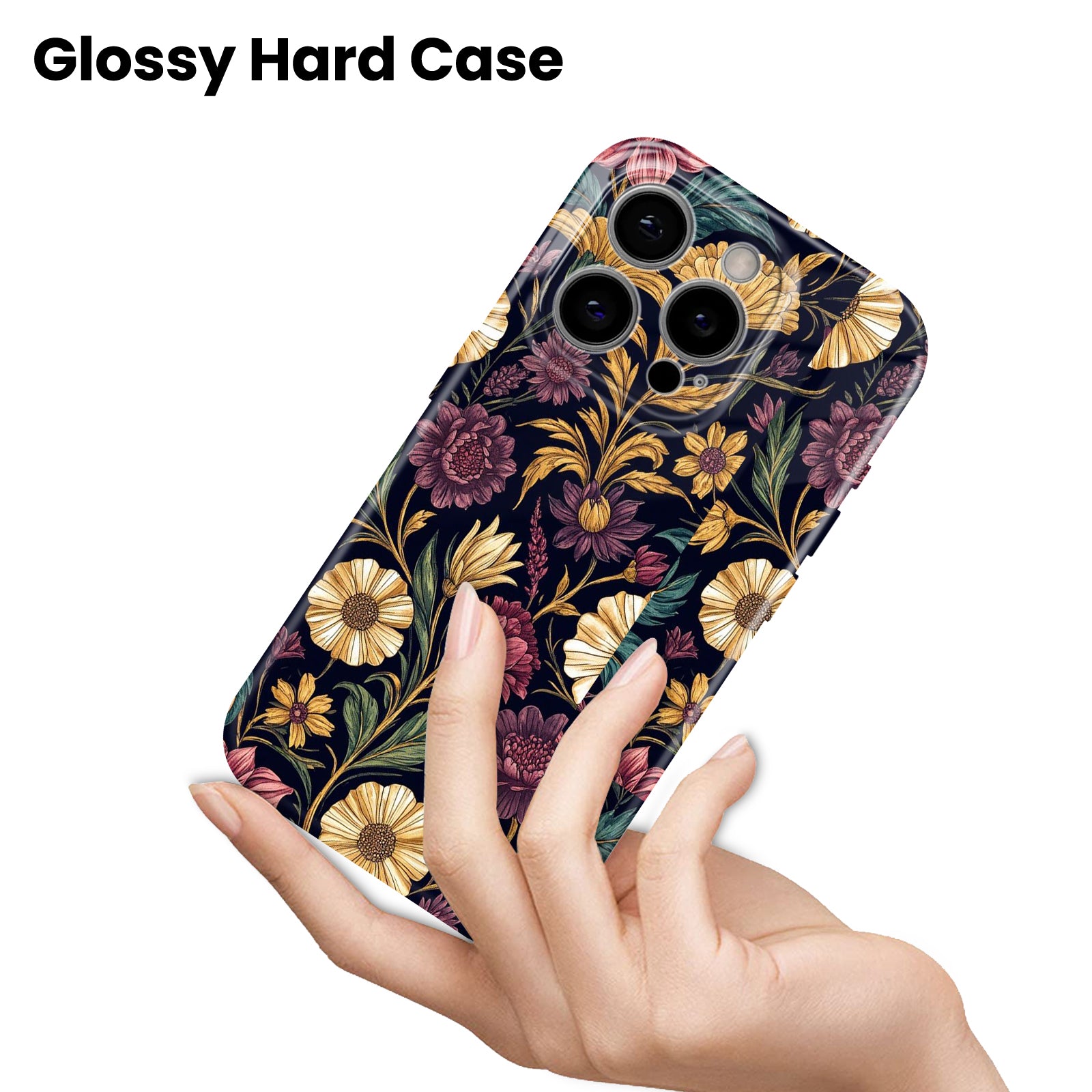 Dark Botanical Wildflower Pattern, Hard Glossy Case - Stylish & Protective Cover