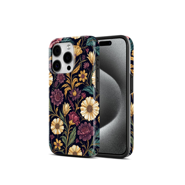Dark Botanical Wildflower Design, 2 in 1 Mobile Case, Dual Layer Protective Cover