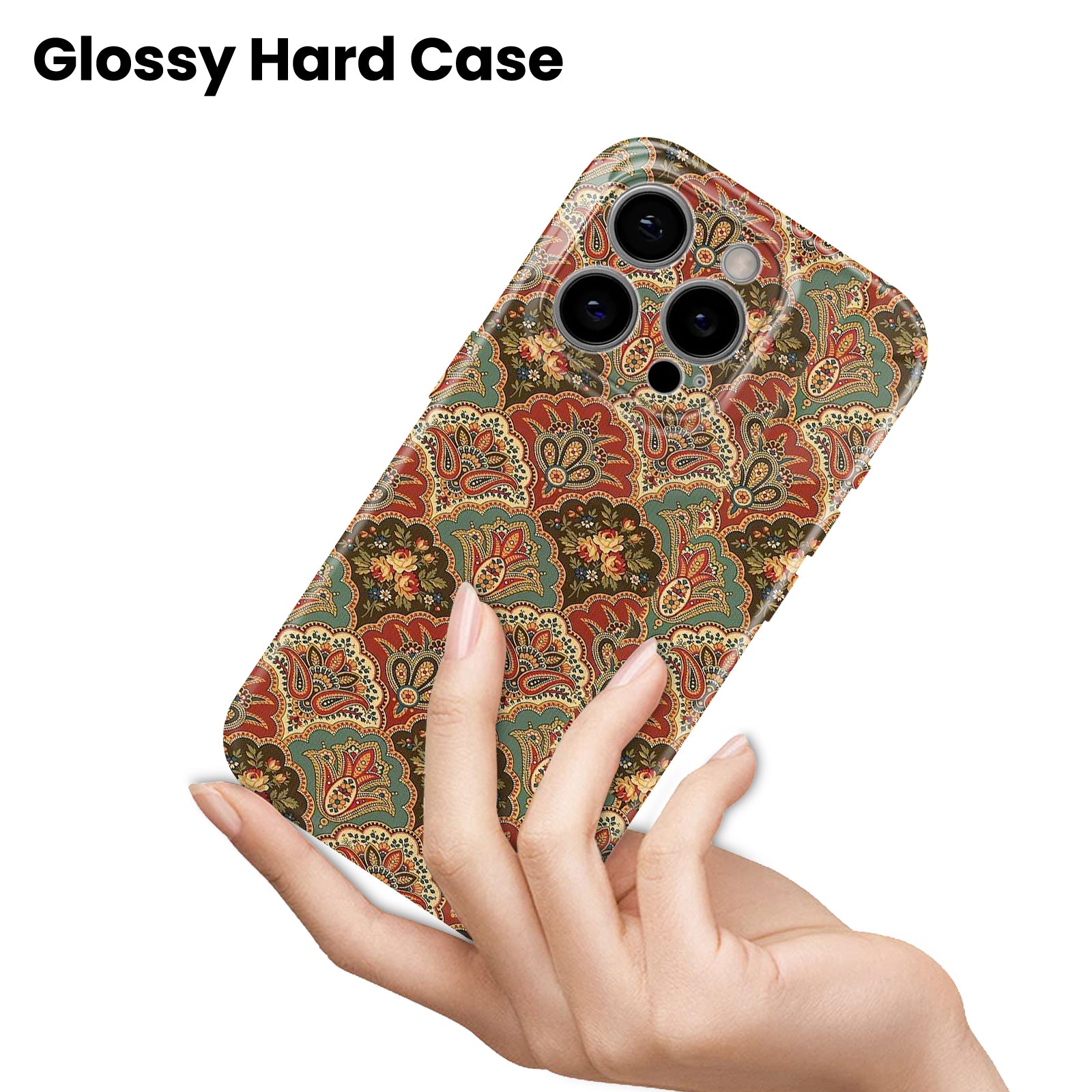 Vintage Floral Paisley Pattern, Damask Print, Boho Style, Hard Glossy Case - Stylish & Protective Cover