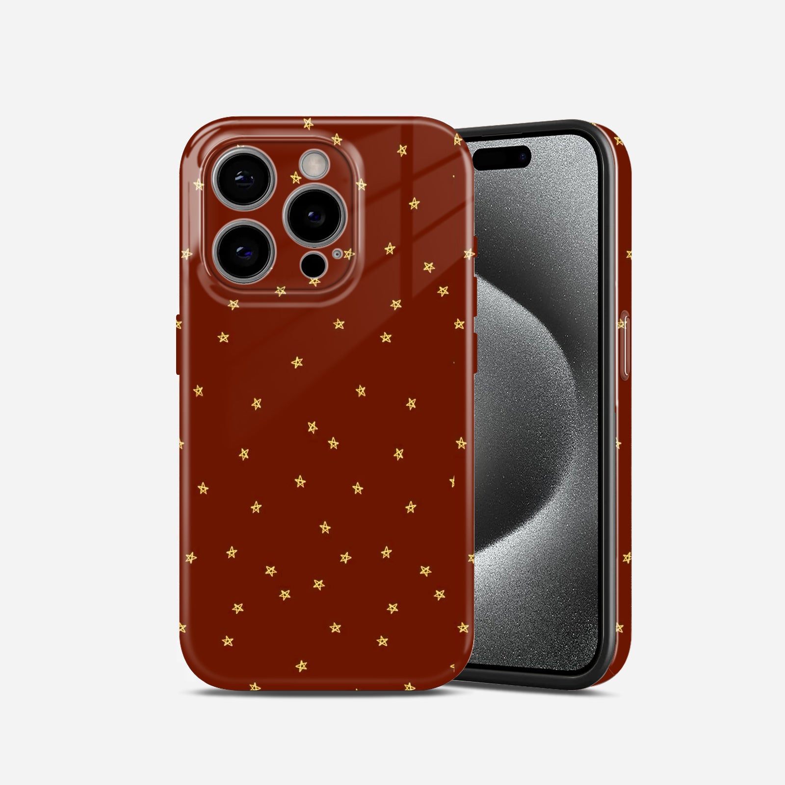 Red with Gold Stars Pattern, Hard Glossy Case - Stylish & Protective Cover