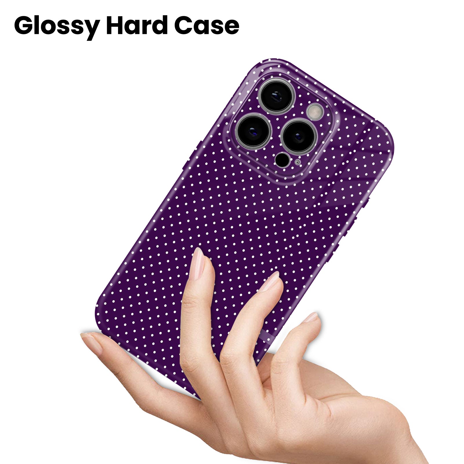 Purple with White Polka Dot Pattern, Hard Glossy Case - Stylish & Protective Cove