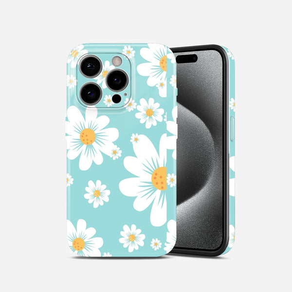 Daisy Floral Print, Teal Blue, Hard Glossy Case - Stylish & Protective Cove