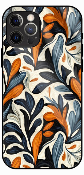 Autumn Floral Leaves Luxury Glass Back Phone Case