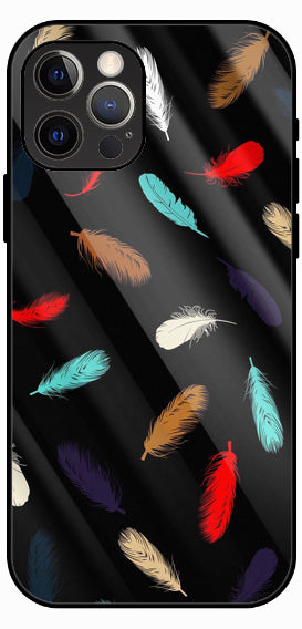Black Confetti Neon Accent Luxury Glass Back Phone Case