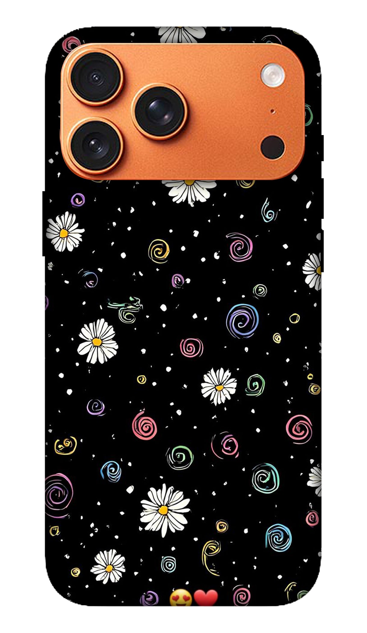 Black Cute Floral Scatter Phone Case