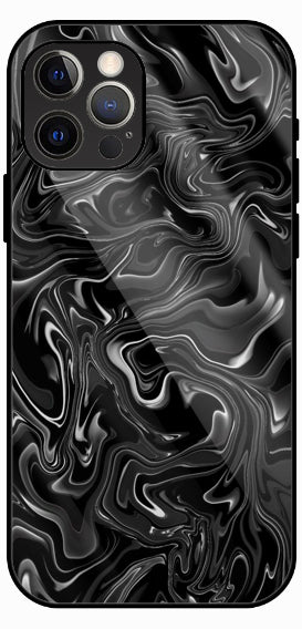 Black Liquid Marble Flow Luxury Glass Back Phone Case