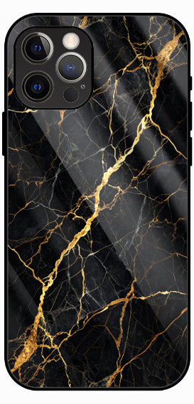 Black Marble Gold Grid Luxury Glass Back Phone Case