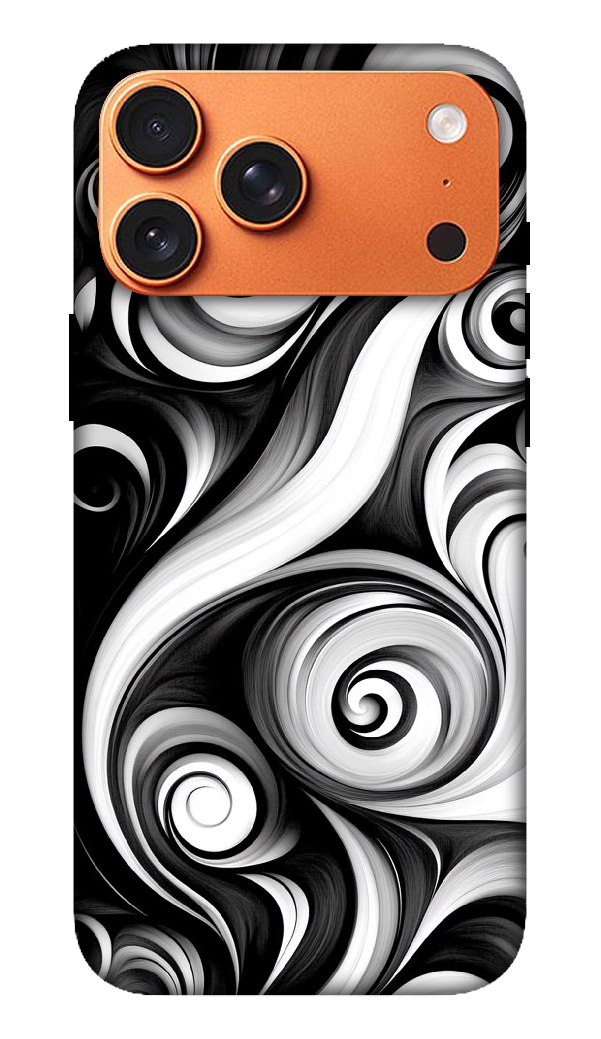 Black White Chrome Swirl Phone Case