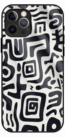 Black & White Doodle Pattern Luxury Glass Back Phone Case