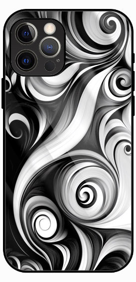 Black White Liquid Art Chrome Luxury Glass Back Phone Case